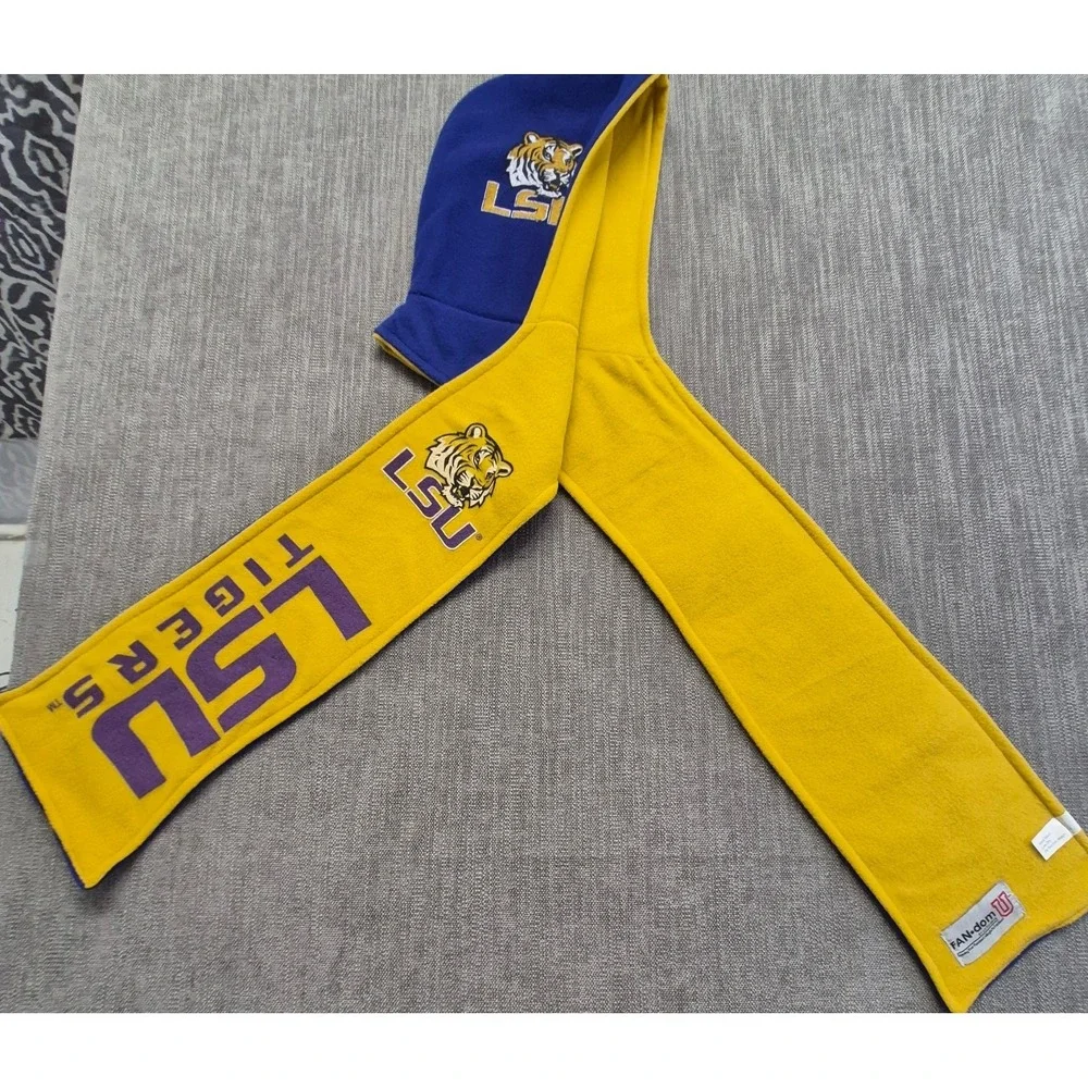 LSU Tigers Hooded Scarf Reversible Purple Gold Little Earth OSFA  Football Sport